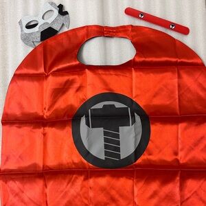 Brand new Thor Red Superhero Cape+ Mask +wrist band Set. Halloween costume set.